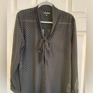 Banana Republic Sheer Black Bow Blouse